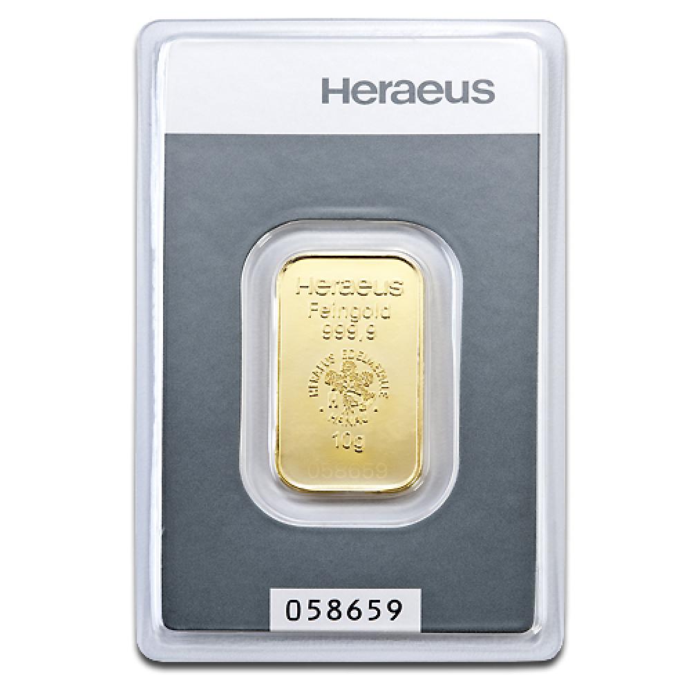 10 Gramm Goldbarren Heraeus