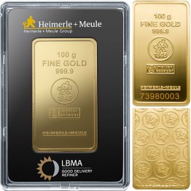 100g Goldbarren Heimerle + Meule gepr�gt