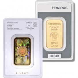 1 Unze Kinebar Goldbarren Heraeus