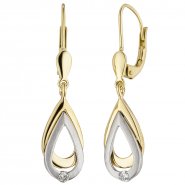 JOBO Ohrh�nger 585 Gold Gelbgold Wei�gold bicolor 2 Diamanten Brillanten Ohrringe
