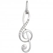JOBO Anh�nger Notenschl�ssel Musik 585 Gold Wei�gold 7 Diamanten Brillanten