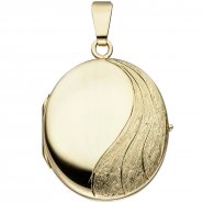 JOBO Medaillon oval 585 Gold Gelbgold mattiert Anh�nger zum �ffnen