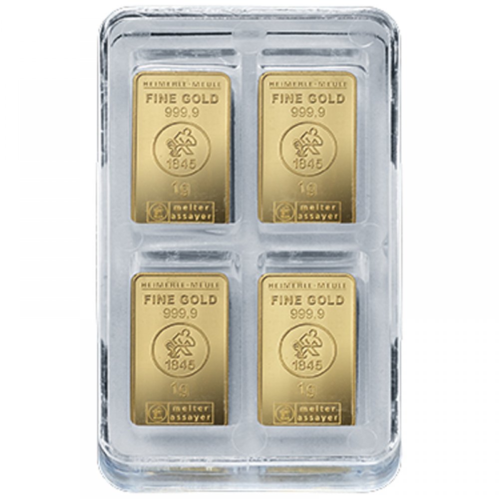 36 x 1 Gramm Goldbarren Heimerle + Meule UnityBox