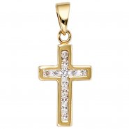 JOBO Anh�nger Kreuz 333 Gold Gelbgold 12 Zirkonia Kreuzanh�nger Goldkreuz