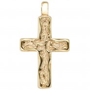 JOBO Anh�nger Kreuz 585 Gold Gelbgold geh�mmert Kreuzanh�nger Goldkreuz