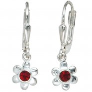 JOBO Kinder Boutons Blume 925 Silber 2 rote Glassteine Ohrringe Ohrh�nger