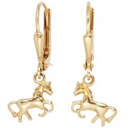 JOBO Kinder Boutons Pferd Pferde 333 Gold Gelbgold Ohrringe Ohrh�nger Kinderohrringe