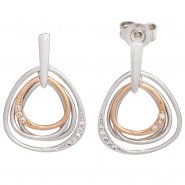 JOBO Ohrh�nger 585 Gold Wei�gold Rotgold bicolor 16 Diamanten Ohrringe Ohrstecker
