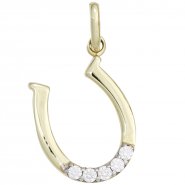 JOBO Anh�nger Hufeisen 333 Gold Gelbgold bicolor 5 Zirkonia Goldanh�nger