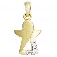 JOBO Kinder Anh�nger Engel Schutzengel 333 Gold Gelbgold mattiert 3 Zirkonia