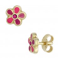 JOBO Kinder Ohrstecker Blume rosa pink 333 Gold Gelbgold Ohrringe Kinderohrringe