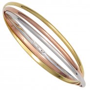 JOBO Armreif Armband 925 Sterling Silber dreifarbig tricolor vergoldet