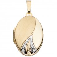 JOBO Medaillon oval f�r 2 Fotos 333 Gold Gelbgold bicolor mit Zirkonia