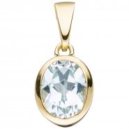 JOBO Anh�nger oval 333 Gold Gelbgold 1 Blautopas blau hellblau Goldanh�nger