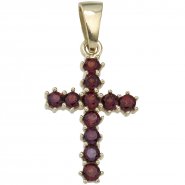JOBO Anh�nger Kreuz 333 Gold Gelbgold 11 Granate rot Kreuzanh�nger Granatkreuz
