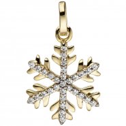 JOBO Anh�nger Schneeflocke 333 Gold Gelbgold bicolor mit 31 Zirkonia Goldanh�nger