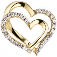 JOBO Anh�nger Herzen 333 Gold Gelbgold mit 27 Zirkonia Goldanh�nger Goldherz
