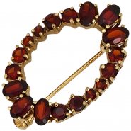 JOBO Brosche Granat 375 Gold Gelbgold 18 Granate rot Goldbrosche Granatschmuck
