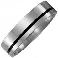 JOBO Partner Ring aus Titan mit Keramik schwarz Partnerring bicolor