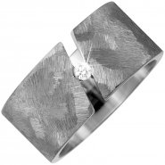 JOBO Partner Ring breit aus Titan 1 Diamant Brillant 0,05ct. Partnerring Titanring