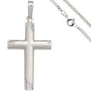 JOBO Anh�nger Kreuz 925 Silber matt Kreuzanh�nger Silberkreuz mit Kette 60 cm