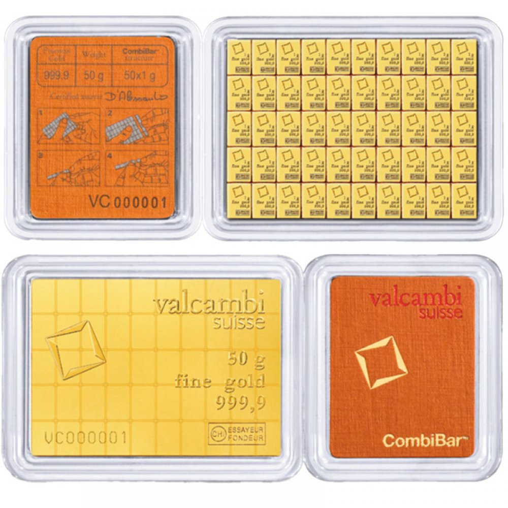 50 x 1g Tafelbarren Gold CombiBar� Valcambi