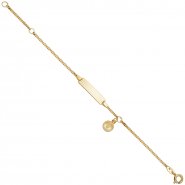 JOBO Schildband Babyf��e 333 Gold Gelbgold 14 cm Kinder Gravur ID Armband