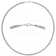 JOBO Halskette Popcorn Kette 3-reihig 750 Gold Wei�gold 45 cm Goldkette Karabiner
