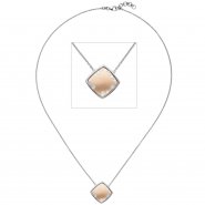 JOBO Kette mit Anh�nger 375 Gold Wei�gold Rotgold bicolor matt 10 Zirkonia 45 cm