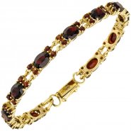 JOBO Armband 375 Gold Gelbgold 55 Granate rot 18 cm Goldarmband Granatarmband