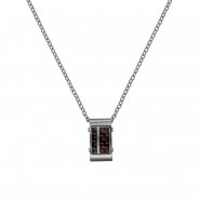 JOBO Herren Collier Edelstahl matt mit Carbon 55 cm Karabiner