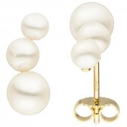 JOBO Ohrstecker 585 Gold Gelbgold 6 S��wasser Perlen Ohrringe Perlenohrringe