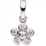 JOBO Kinder Anh�nger Blume rosa 925 Sterling Silber 6 Zirkonia