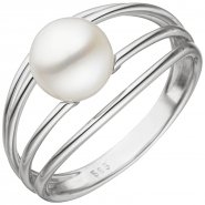 JOBO Damen Ring 585 Gold Wei�gold 1 S��wasser Perle Perlenring
