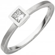 JOBO Damen Ring 950 Platin matt 1 Diamant Princess-Schliff 0,20ct.