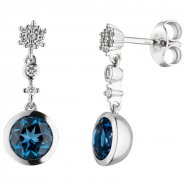 JOBO Ohrh�nger 585 Wei�gold 18 Diamanten Brillanten 2 Blautopase blau