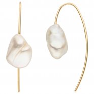JOBO Ohrhaken 375 Gold Gelbgold 2 Keshi Perlen Ohrringe