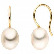 JOBO Ohrhaken 375 Gold Gelbgold 2 S��wasser Perlen Ohrringe Perlenohrringe