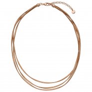 JOBO Collier Halskette mehrreihig 925 Sterling Silber rotgold vergoldet matt 47 cm