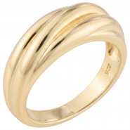 JOBO Damen Ring geriffelt 925 Sterling Silber vergoldet Silberring