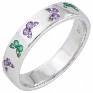 JOBO Damen Ring Schmetterling 925 Sterling Silber 24 Zirkonia Silberring