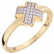 JOBO Damen Ring 925 Sterling Silber vergoldet 28 Zirkonia Silberring