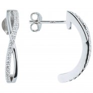 JOBO Halbcreolen 925 Sterling Silber 36 Zirkonia