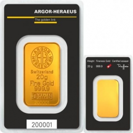 ARGOR Heraeus 20g Goldbarren Feingold 999.9