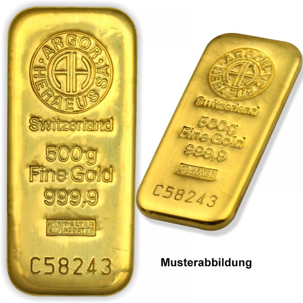 Heraeus 500g Barren aus Gold preiswert online kaufen