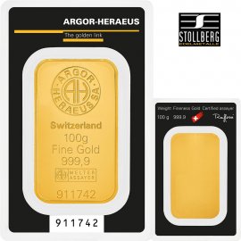 ARGOR Heraeus 100g Goldbarren Feingold