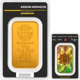ARGOR Heraeus 100g Goldbarren Kinebar