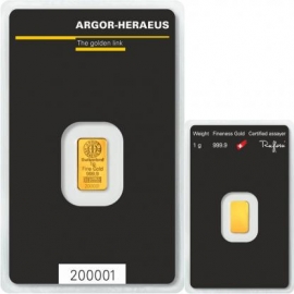 ARGOR Heraeus 1g Goldbarren Feingold