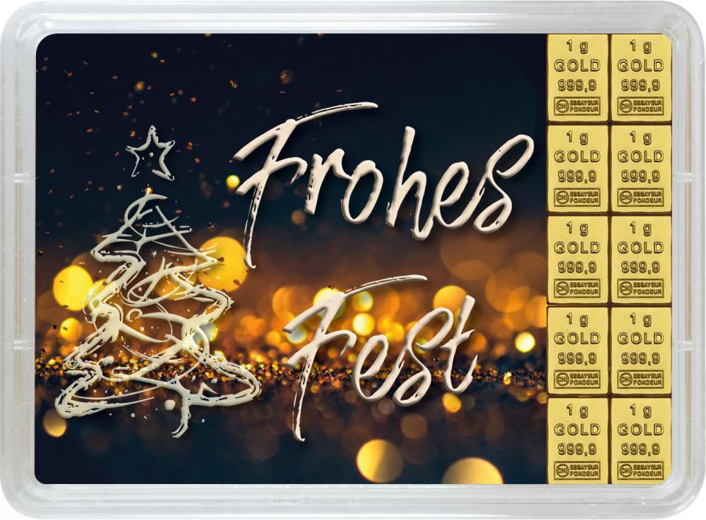 Frohes Fest - Geschenkbarren 10g Goldbarren
