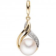 JOBO Anh�nger 585 Gold Gelbgold 1 S��wasser Perle 1 Diamant Brillant Perlenanh�nger